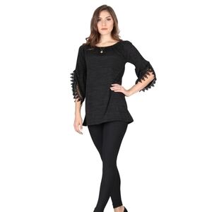 Lildy Open Sleeve Tunic‎ Gray Raglan Sleeve Sz L-XL Comfy Goth Lace